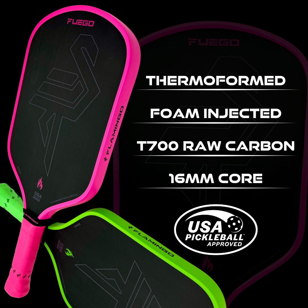 Fuego Pickleball Paddle (16mm) - Flamingo Pink + Free Paddle Cover